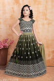 Designer embroidered Georgette lehenga-choli for kids, sleeveless and embellished Indian wedding dress