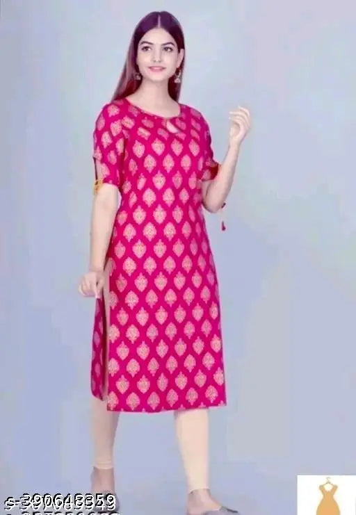Pink gold8 rayon three-quarter sleeve top with printed combo, women's fashion accessory