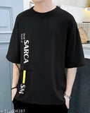 Cotton drop shoulder printed streetwear T-shirt for men, three-quarter sleeves, flap pocket, suitable for gym and casual wear (India)
