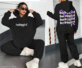 Oversize black cotton-blend hoodie, long sleeves, printed pattern. Comfortable, premium quality