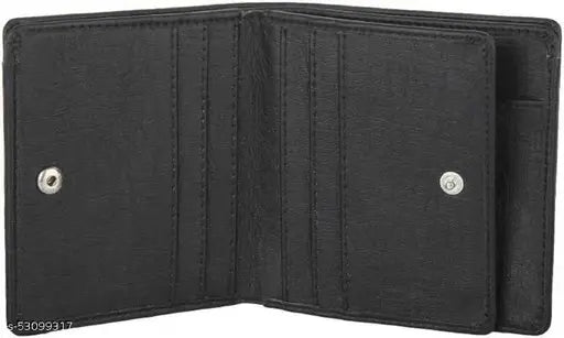 Black faux leather men's wallet, trendy & stylish, compact design, best quality, affordable price