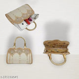 Golden PU clutch bag, free size, 2 compartments, India-crafted, elegant accessory