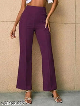 Cotton blend bell-bottom trousers, solid color in sizes 28, 30, 32, 34 for women, made in India