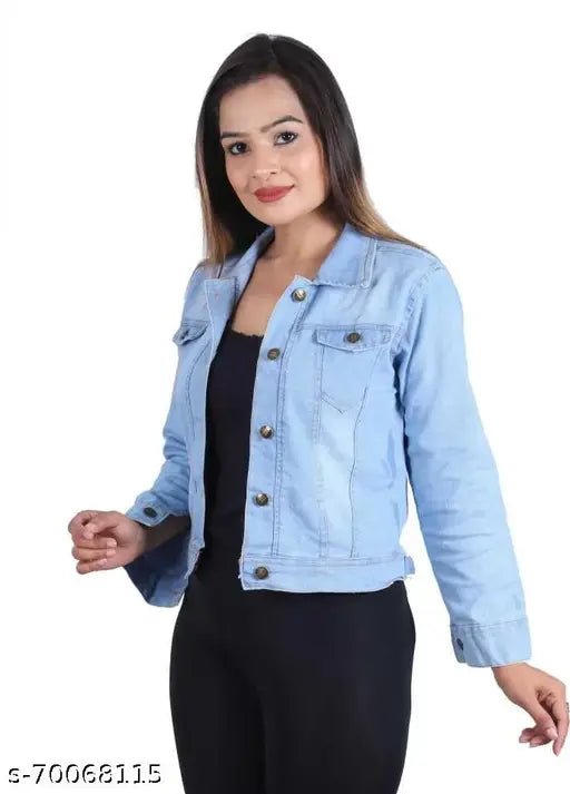 Denim long-sleeve solid jacket, Indian-made men's apparel - S size (bust 19in, length 19in)