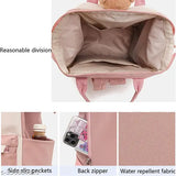 Water-resistant polyester maternity diaper bag, printed bear design, large capacity with functional pockets and waterproof accessories, perfect for baby essentials and on-the-go needs