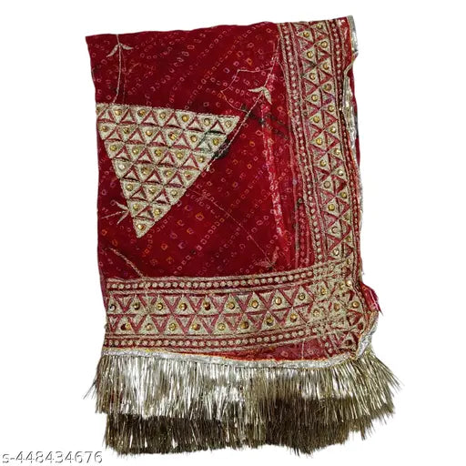 Embroidered Georgette Rajputi Poshak set (Lehenga, Kurti, Odhani, Astra) - Indian party wear with zari work