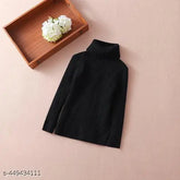 High-quality wool kids' black high neck long sleeve winter sweatshirt. Soft, gentle, and versatile for indoor/outdoor wear." (120 characters)