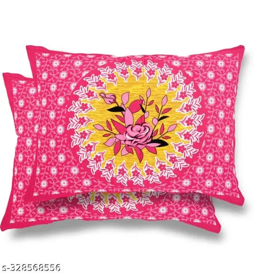 Cotton floral double bed sheets with 2 pillow covers, ideal for summer adult use