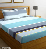 Floral multicolour striped cotton flat double bedsheets with pillow covers, supersoft and breathable, ideal for summer
