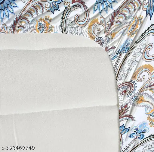 Gorgeous cotton botanical double fitted bedsheet, 2 pillow covers & 1 single sheet, ideal for summer. Shiny fabric enhances with wash." (97 characters)