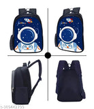 Polyester Blue-Galaxyy school backpack, perfect for Class 1 to 8 students with pencil pocket, free size measuring 32cm x 28cm x 2cm