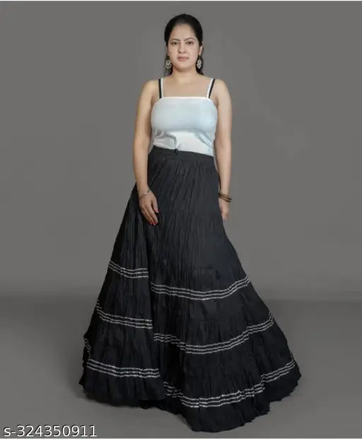 Casual rayon western skirt, solid net fabric, women's fashion in multiple sizes from 28-40 and free size