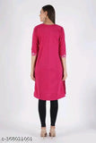 Pink embroidered wool ALine Kurta for women, calf-length with three-quarter sleeves. Soft and cozy winterwear for parties or daily wear, made in India." (114 characters)