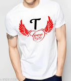 White polyester love t-shirts with angel wings print, suitable for men and women as a couple's design