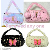 Multicolor synthetic fur sling bag, free size crossbody purse for girls with printed net pattern