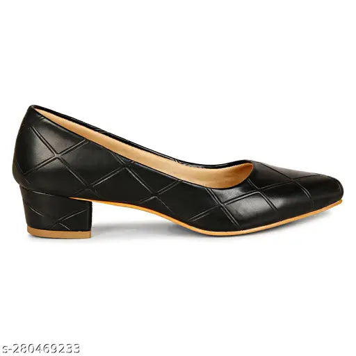 Black synthetic party heels, textured bellies slip-on, elevate style, TWINSSHOE formal wear
