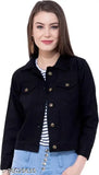 Women's solid denim long sleeve jacket, sophisticated look, India origin