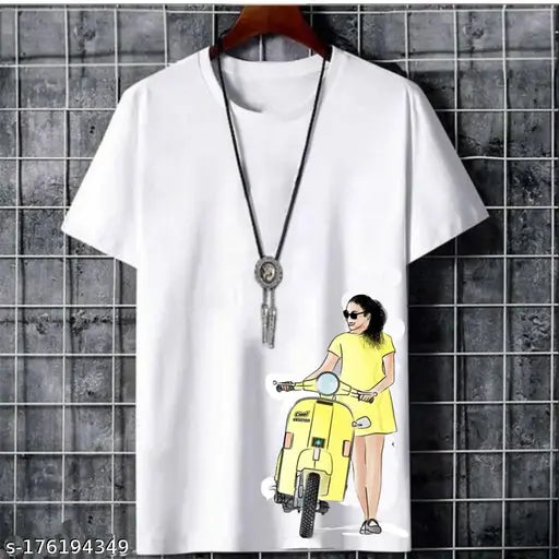 Graphics Printed Polyester Men's Short Sleeve T-Shirt, multicolor, trending design, comfortable and stylish. Size: S (Chest 36in, Length 26in), M (Chest 38in, Length 27in), L (Chest 40in, Length 28in), XL (Chest 42in, Length 29in), XXL (Chest 44in, Length 30in). Made in India