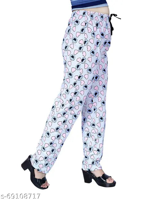Women's cotton printed maxi pyjama bottoms pack of 2 in Indian styles, featuring drawstrings for a secure fit