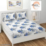 Cotton blend, floral double bedsheet (72-78''), fits 4-6" mattresses, ideal for summer use