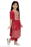 Embroidered cotton kurta & pyjama set for girls, Indian ethnic dress, 3/4 sleeves, size 3-4 years