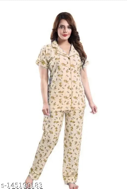 Cotton printed i Nightsuit set - short sleeves, S-XXXL, India origin