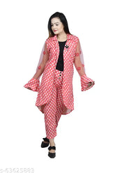 Polka print cotton blend maxi jumpsuit with shrug top and pant, comfortable for women's parties in India