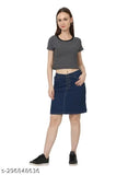 Solid denim Aline skirt, high-quality Indian export