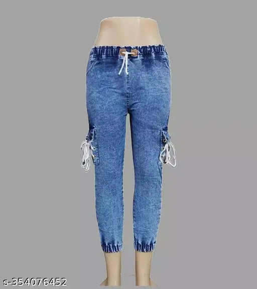 Denim Classic Regular Jeans for Women - Tie-Ups, elevate activewear, versatile bottoms, India origin
