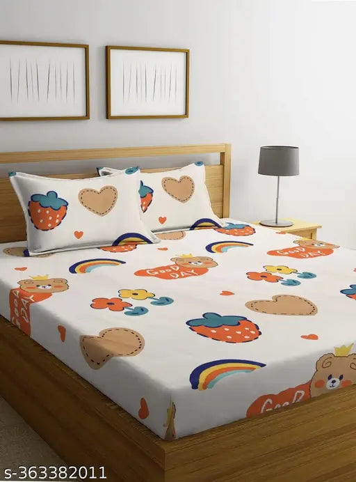 Premium cotton floral print double bedsheet, supersoft 220 TC, breathable and wrinkle-free for adults, ideal for summer, 90x90 inches, 7x7.5 feet