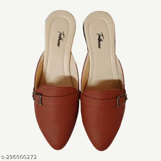PU woven flip-flop flats with buckle side cross mules for women & girls - versatile daily wear sandals in India sizes 4 to 8