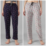 Stylish cotton maxi net pajamas for women (pack of 2), India-made loungewear for nightwear