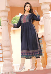 Rayon printed combo Naira cut kurta for women and girls, three-quarter sleeves fashion