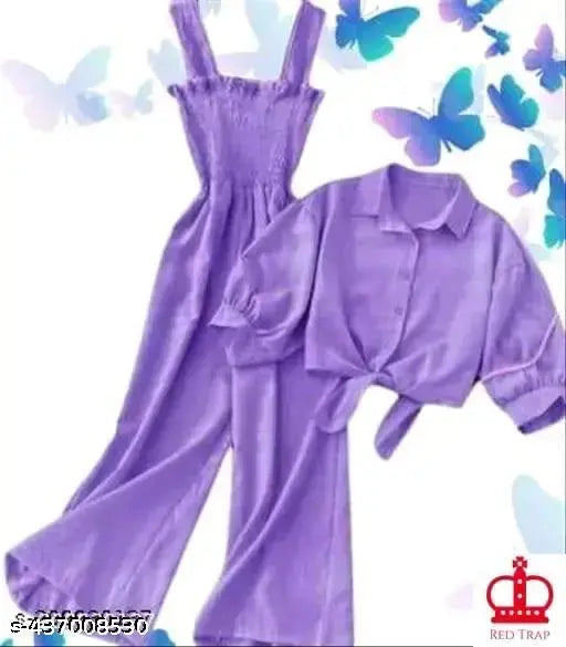 Trendy polyester sleeveless jumpsuit for girls in solid pattern, size 12-13 years, made in India