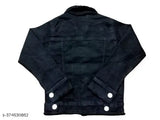 Solid girls denim jacket, long sleeve, navy blue denim, kids' size