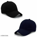 Solid cotton baseball caps duo for men, stylish headwear from India