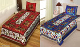 Single-bed cotton bedsheets combo pack (2), 180 thread count, Jaipuri print, ideal for summer adult use, made in India