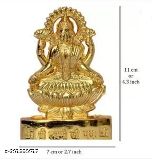 Brass Shri Laxmi Mata Idol for Diwali Puja, intricately detailed, 7" x 11" x 1.5", from India