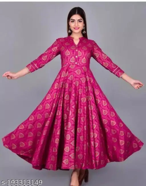 Designer rayon printed kurti with embroidery, three-quarter sleeves, S to XXXXL sizes