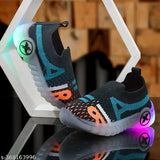 Kids slip-on LED light casual shoes, woven design, Lycra & Eva material, ideal for boys' party wear, India origin, size: 12-18 Months, 18-24 Months, 2-2.5 Years