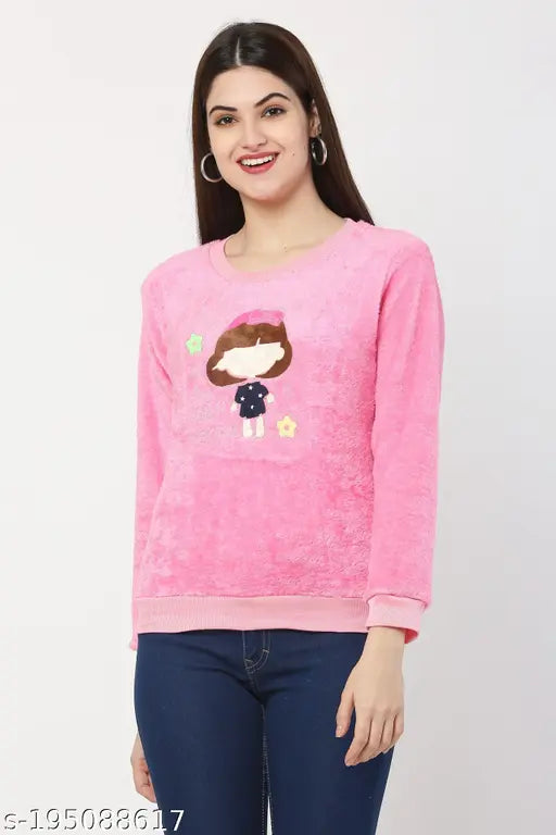 Printed wool fur jacket, long sleeves, size S (bust 34in, length 18in), Indian-made