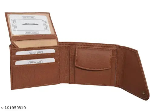 Stylish brown PU wallet for men, free size (6cm x 4cm), Indian origin