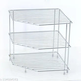 Stainless steel kitchen corner rack, maximizes space for plates, bowls & cups (30x30x30 cm)