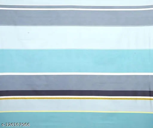 Sky blue striped elastic cotton double bedsheet set, includes 2 pillow covers (78x72+10, 28x18), ideal for adult summer sleep