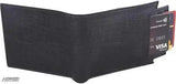 Black leather bi-fold wallet with 4 compartments by True Style. High-quality artificial leather for organizing essentials