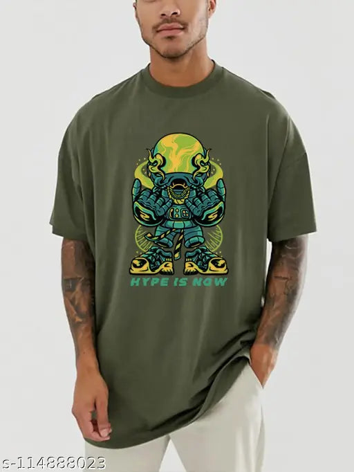 Men's printed cotton loss-fit dropshoulder shirt, short sleeves, size S, M, L, XL, XXL. Made in India