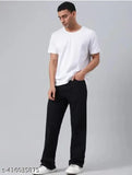 Black denim men's baggy jeans - solid pattern, high-quality party wear, size 28 (waist 28in, length 40in, hip 36in), made in India