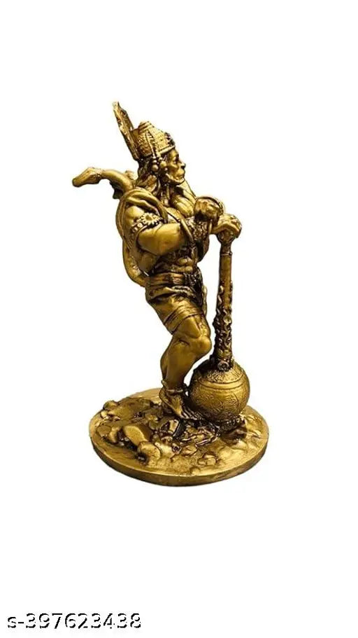 Golden resin Hanuman Murti statue, 6cm x 6cm x 11cm Bahubali figurine for home decor and gifts