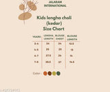 kids rayon lehenga set, Floral print choli with long skirt, Traditional Durga Puja attire for girls