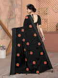Heavy embroidered chiffon saree with hot fixing work, Indian handcrafted beauty on display